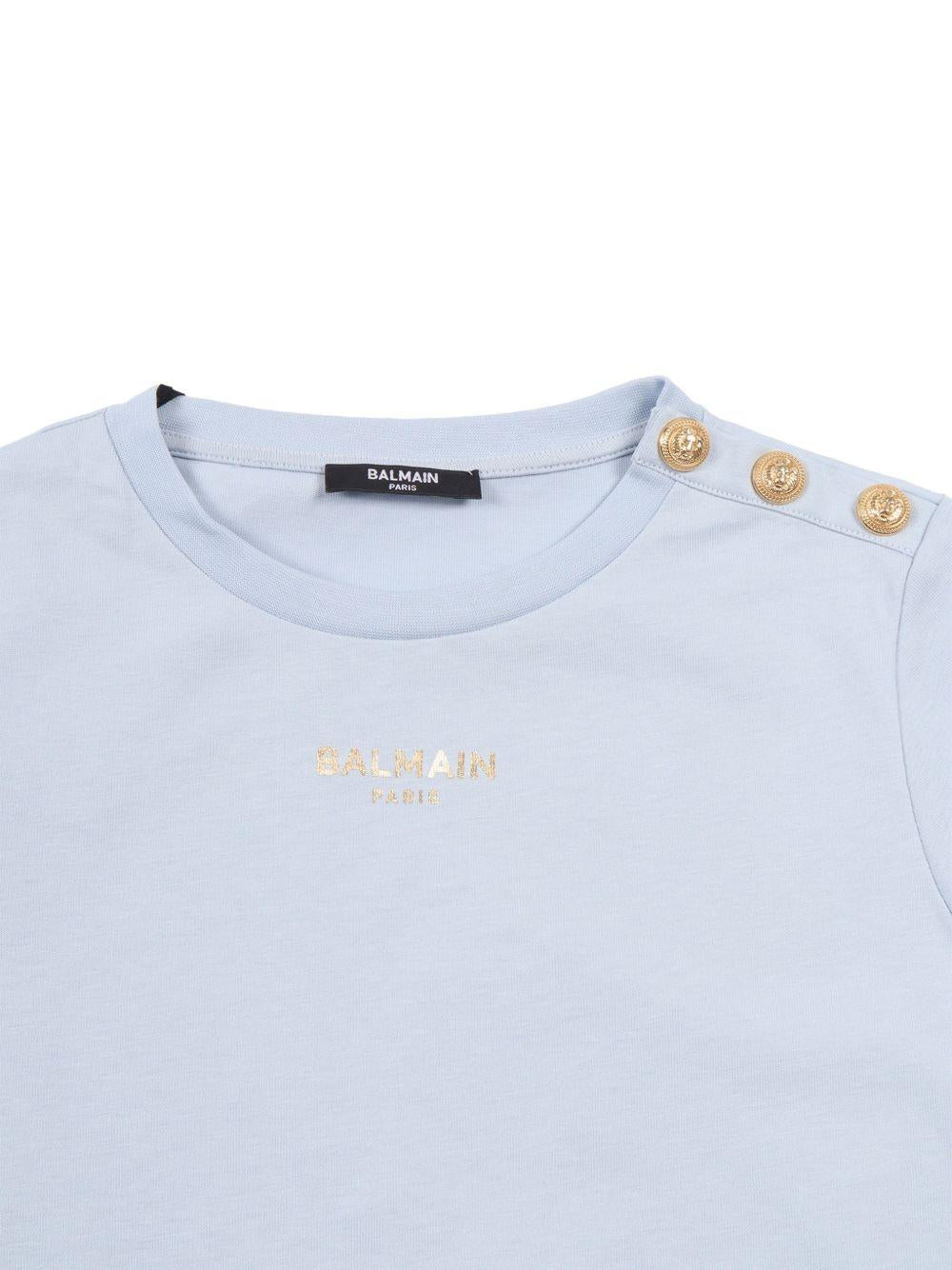T-shirt con bottoni dorati BY8A01Z3672 685OR BALMAIN KIDS 