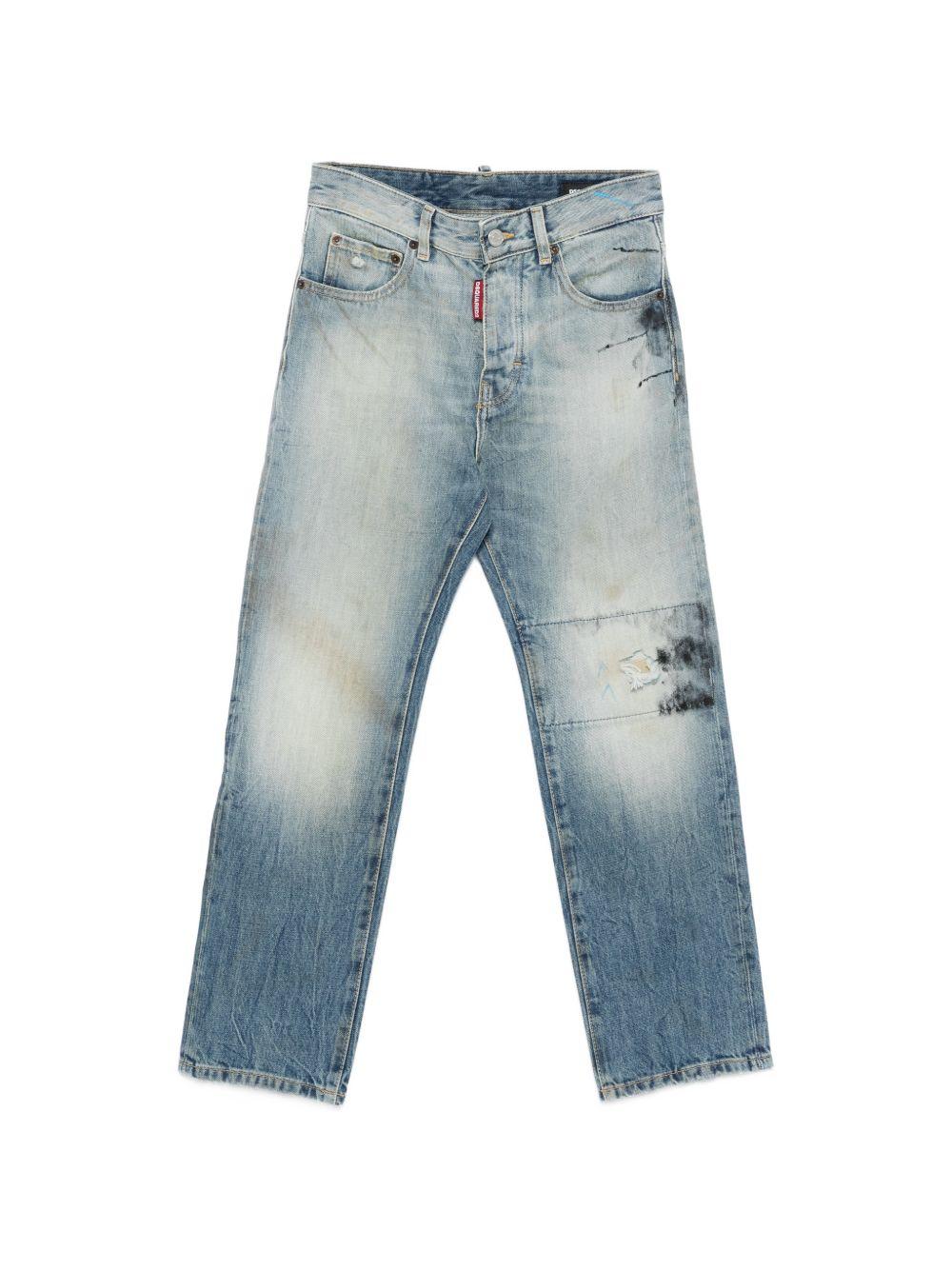Jeans in cotone con effetto patchwork DQ2252D0AFZ DQ01 DSQUARED KIDS 