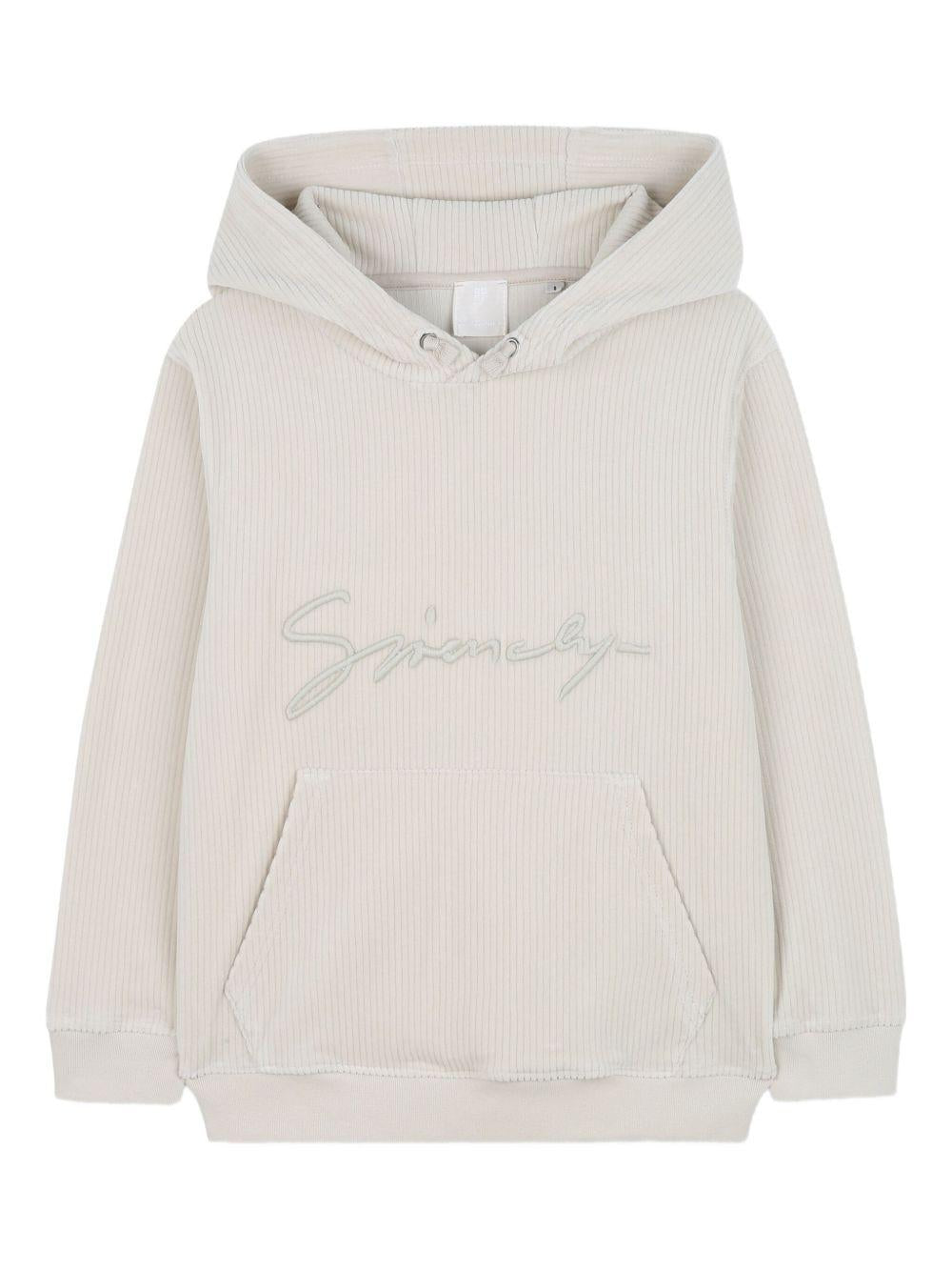 Felpa a Coste con Cappuccio e Logo Ricamato H30940 184 GIVENCHY KIDS 