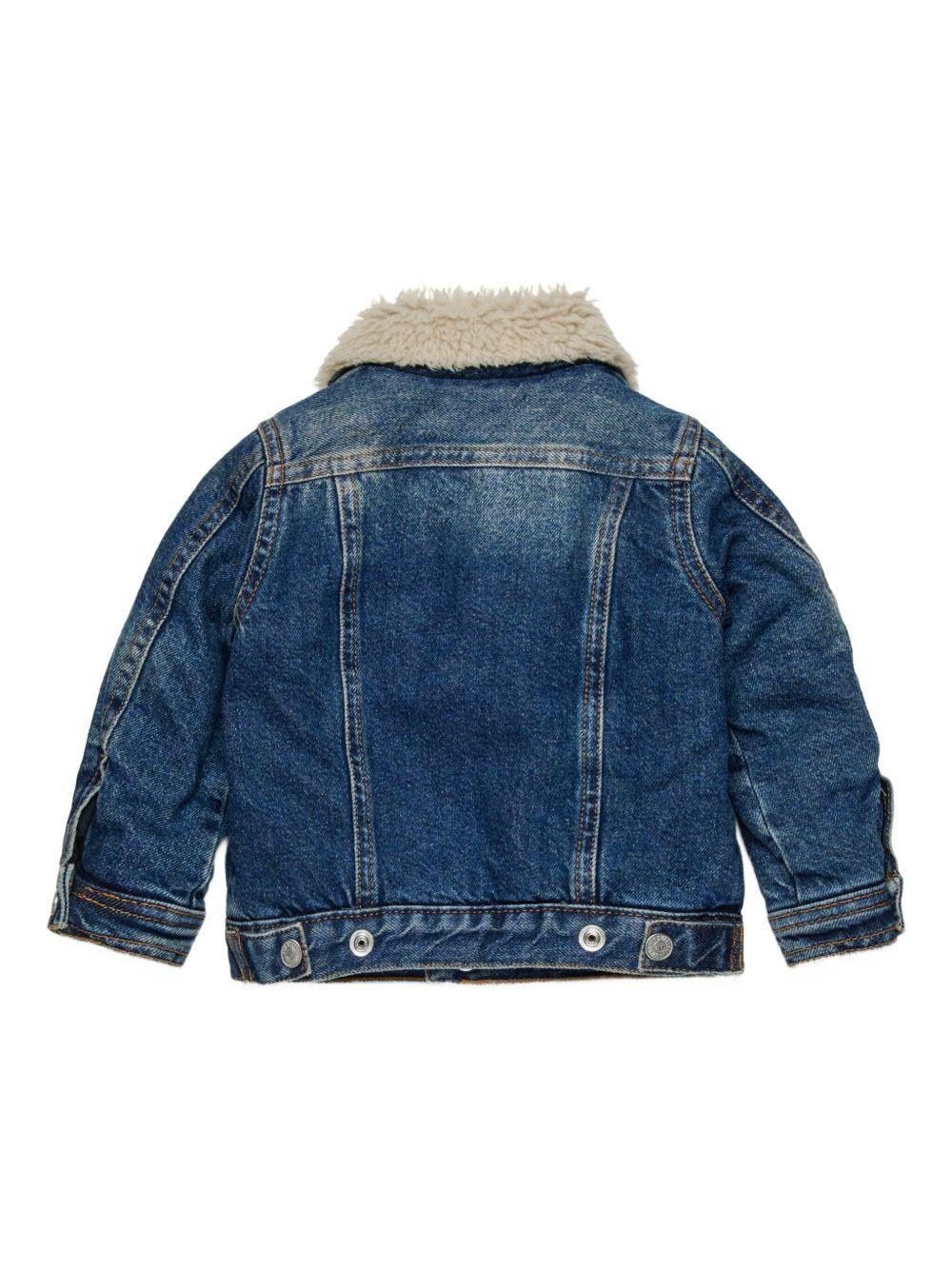 Giacca leggera in denim blu con colletto in shearling K00559KXBQC K01 DIESEL KIDS 