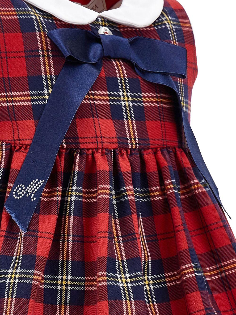 Abito a quadri rubino e blu navy con fiocco 31F9076149 4356 MONNALISA KIDS 