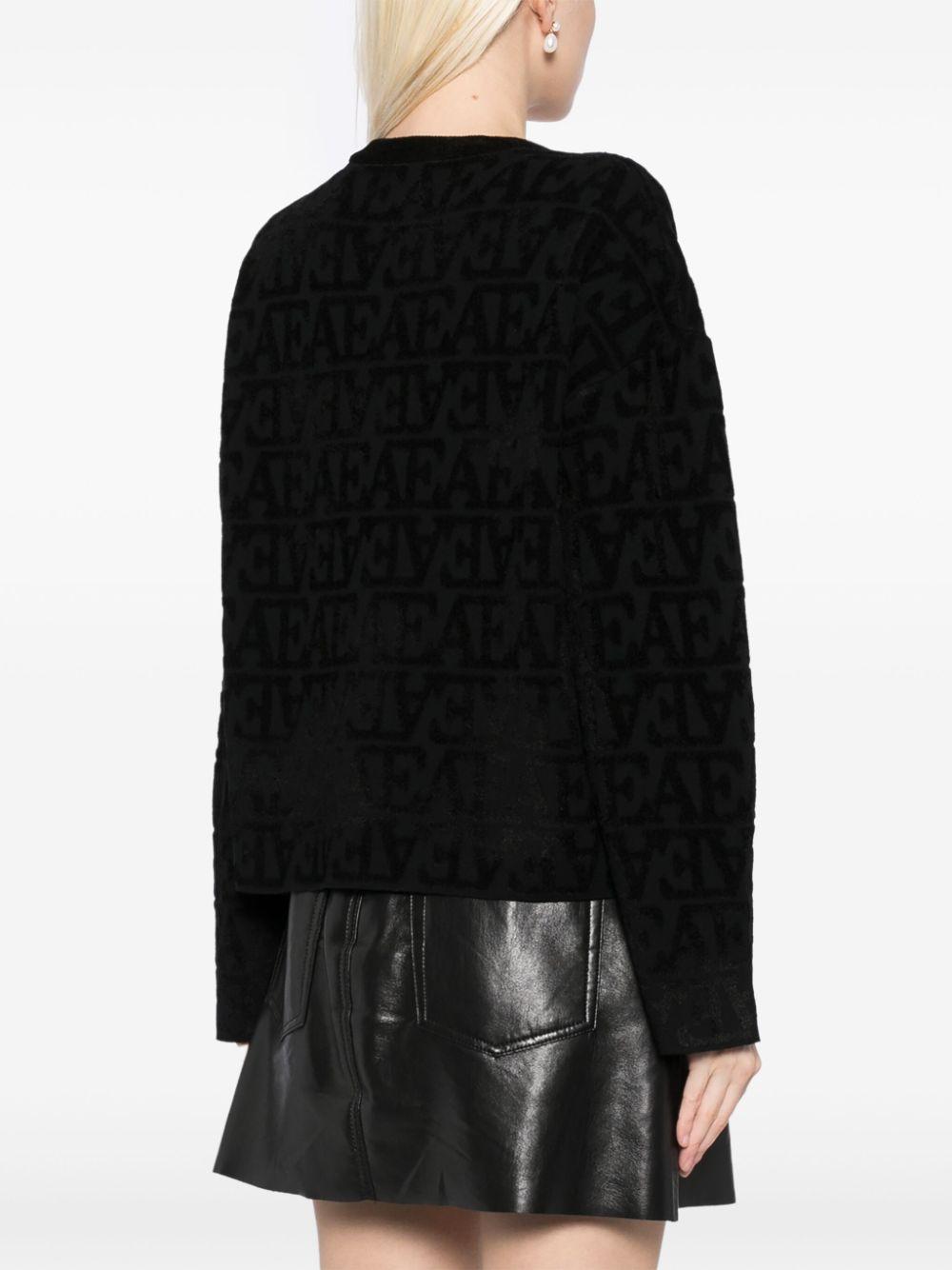 Maglione nero logo monogram all-over