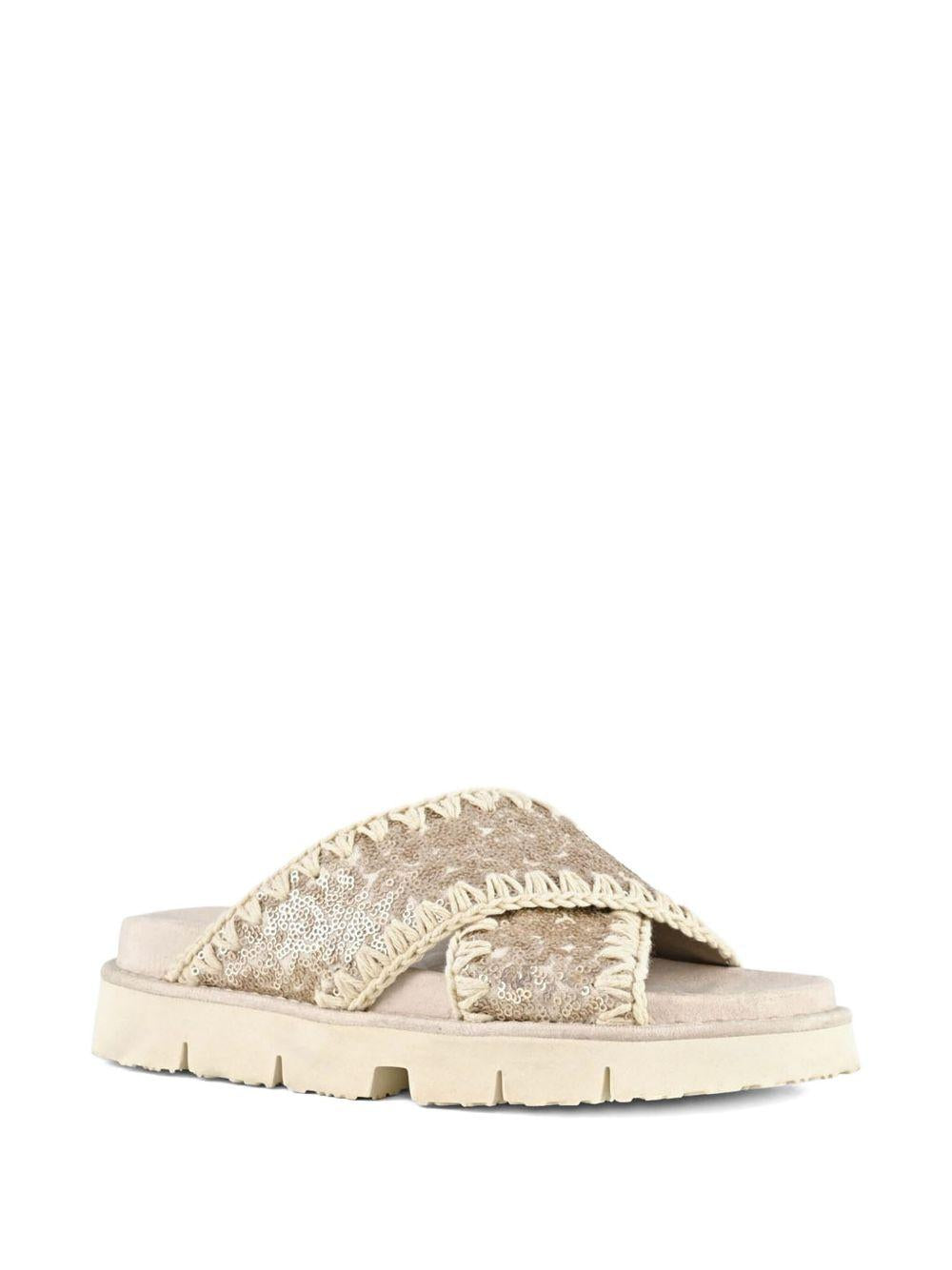 Criss-cross bio sandal microsequins rosa perlato MUSW461007G MSQ MOU 
