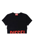 T-shirt in cotone con logo a orlo