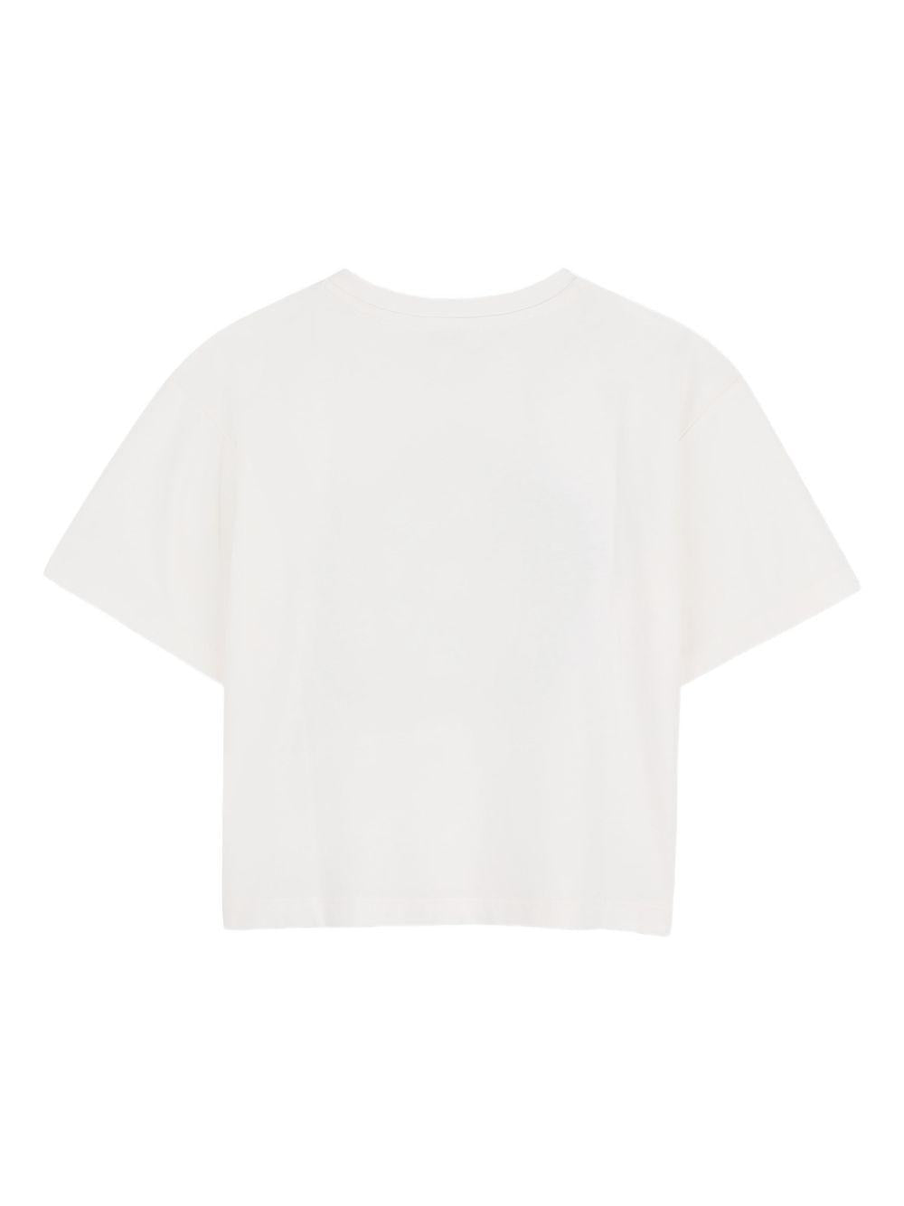 T-shirt in cotone panna con stampa K61806 117 KENZO KIDS 