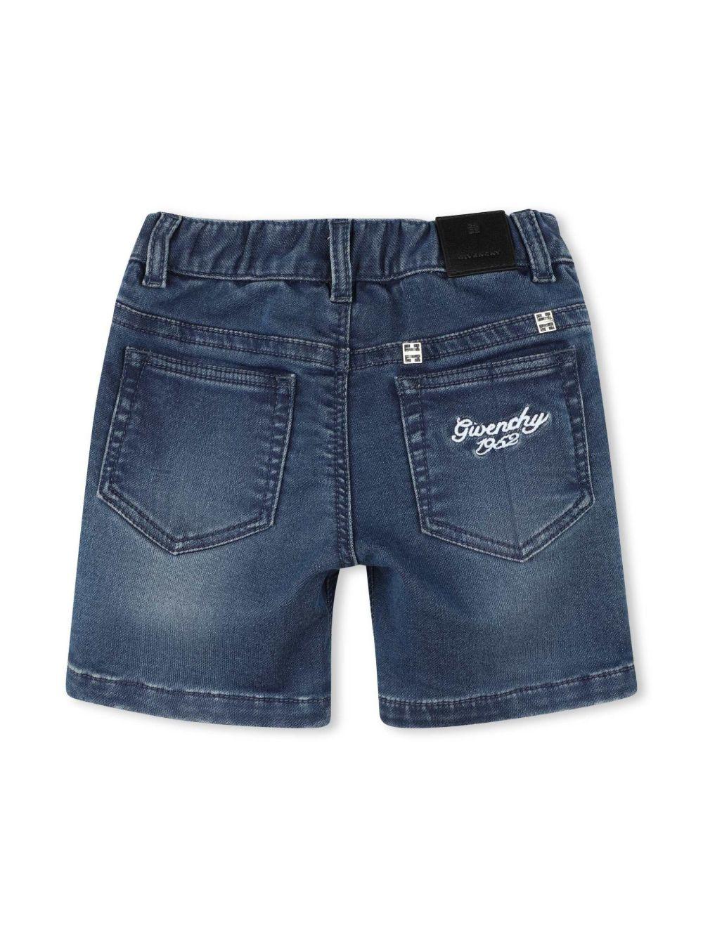 Short denim logo ricamo