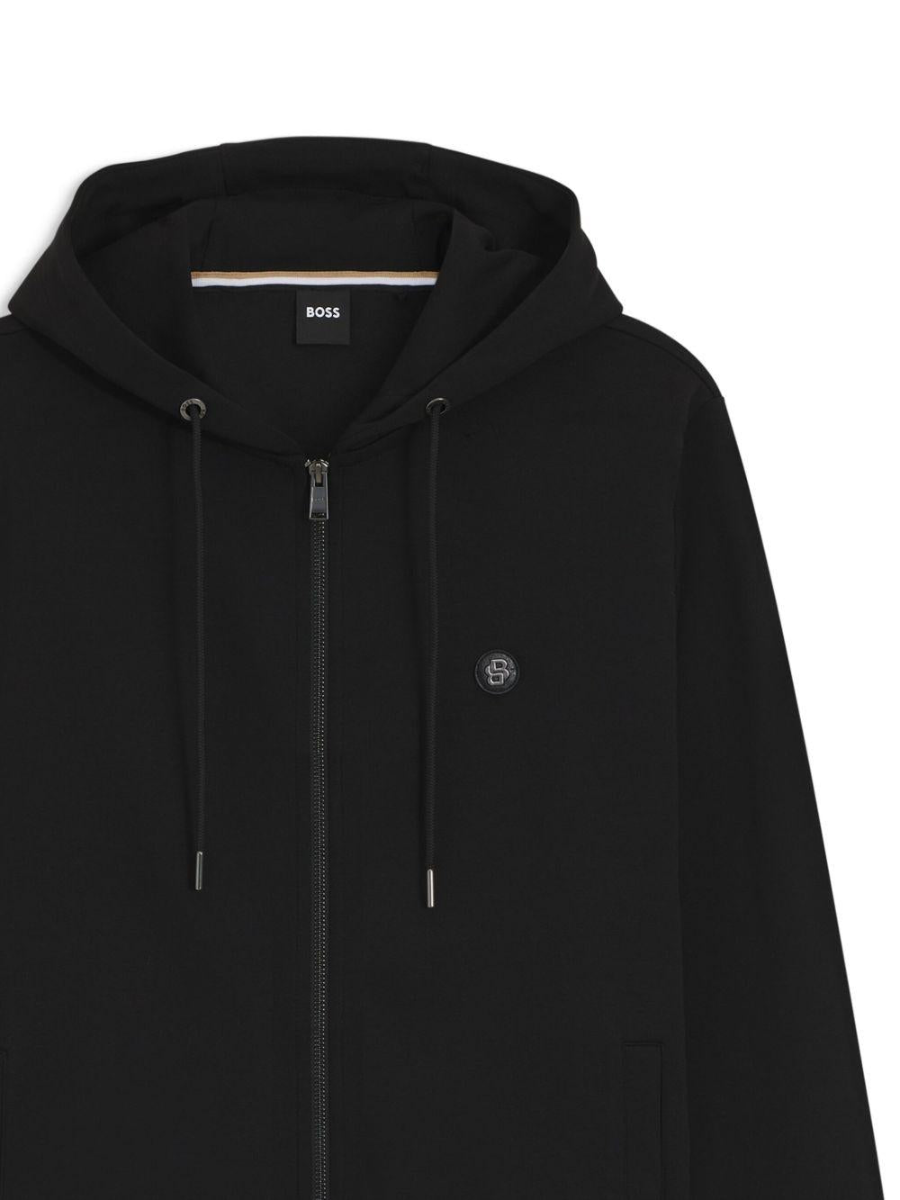 Felpa Nera con Cappuccio e Zip 50520303 002 BOSS 