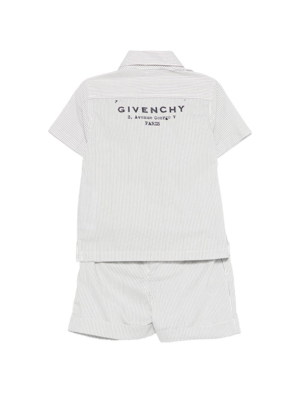 Completo camicia e bermuda in cotone a righe H31189 N78 GIVENCHY KIDS 