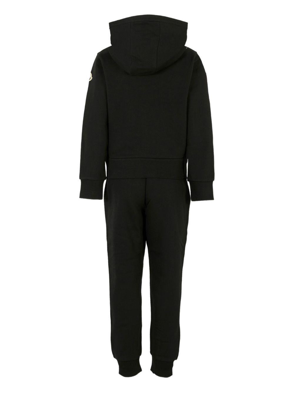 Tuta in Cotone Nero con Zip e Cappuccio K29548M00008899PS 999 MONCLER KIDS 