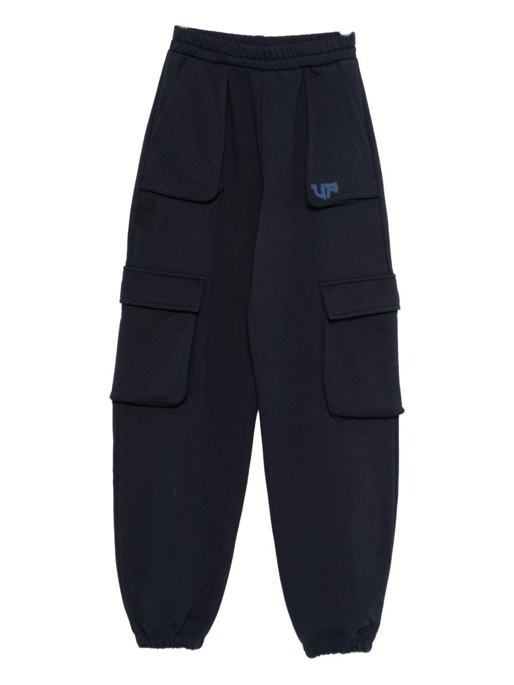 Pantaloni cargo blu eclisse con logo KFPA016CFF012 4059 PINKO UP 