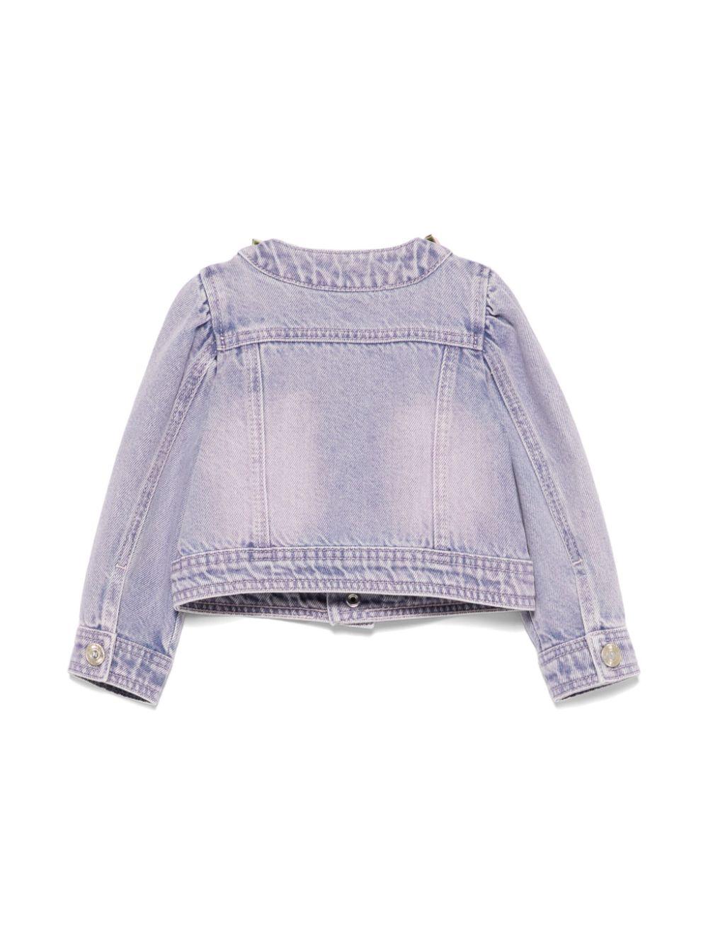 Giubbino denim lilla con roselline neonata 39E1005020 6290 MONNALISA KIDS 