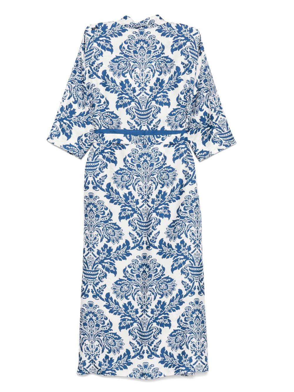 Camelia shirt dress in printed silk