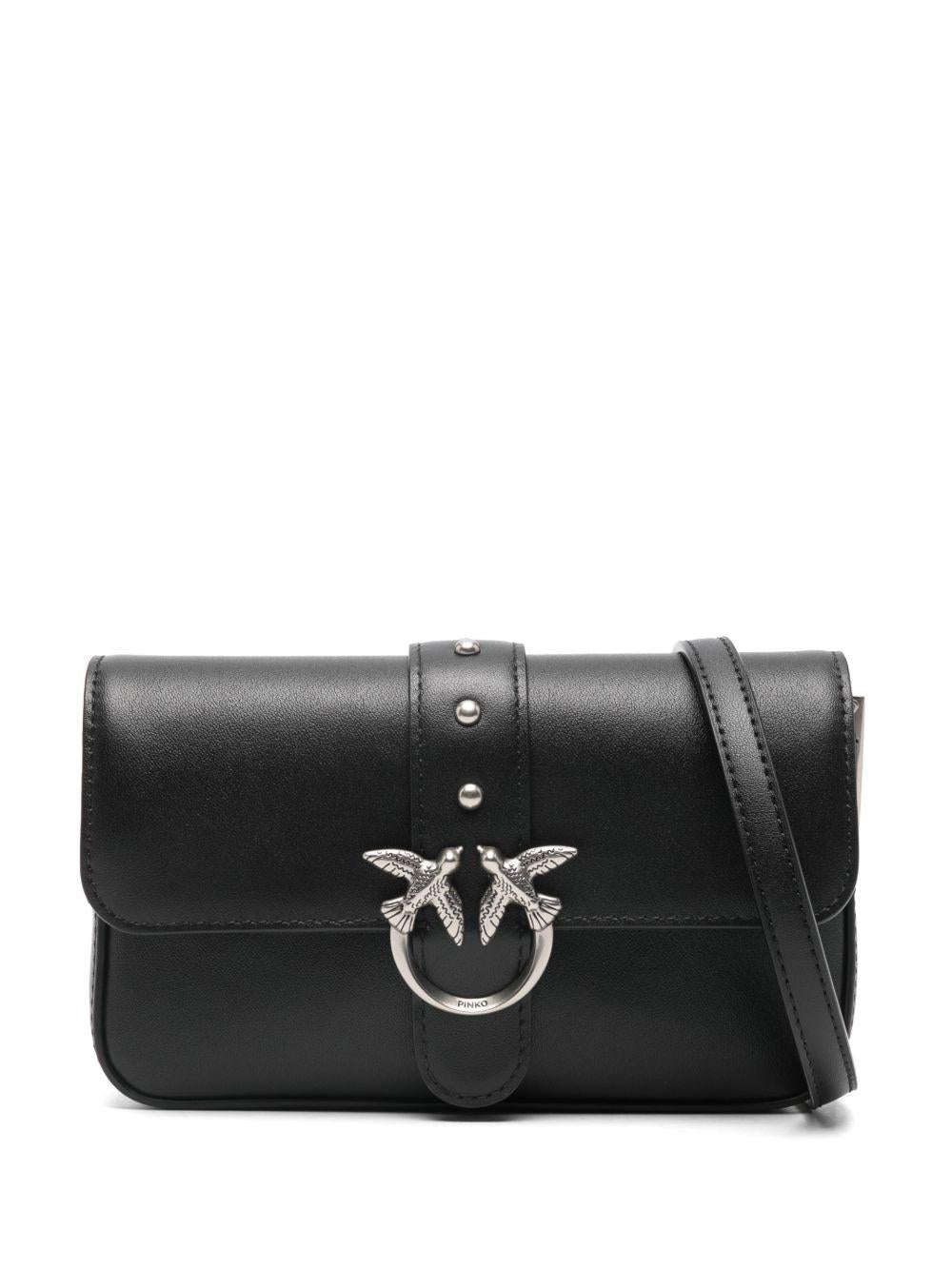 Borsa a tracolla in pelle con fibbia a rondini 105353A0QO Z99O PINKO 