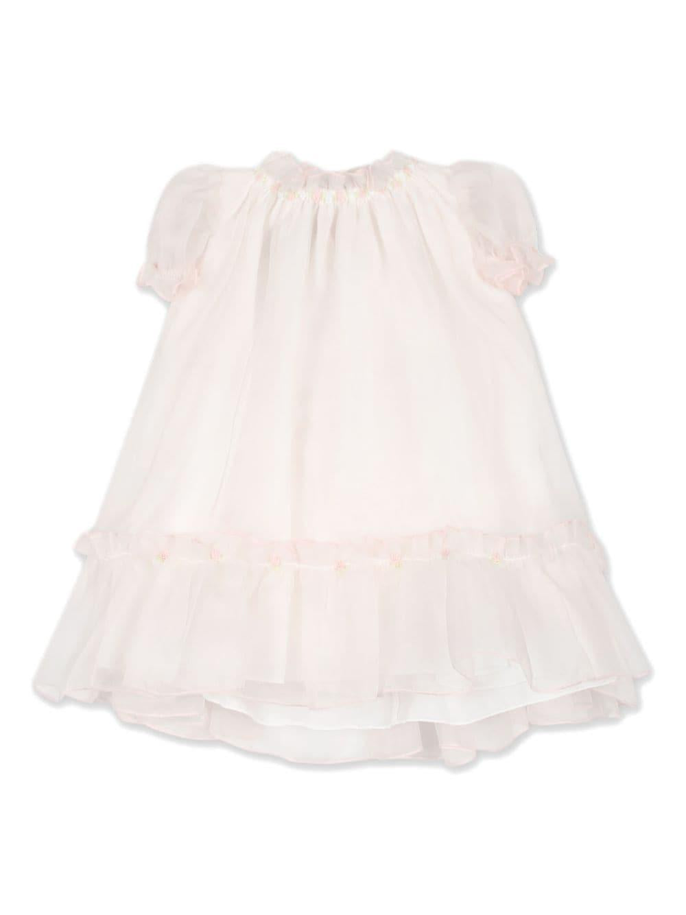 Abito rosa in tulle neonata seta