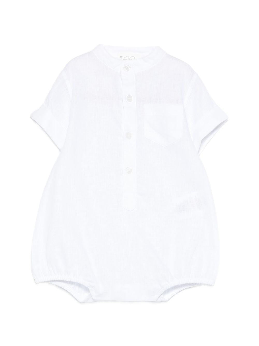 Body in lino e cotone colletto coreano E26172 BIANCO NANAN KIDS 