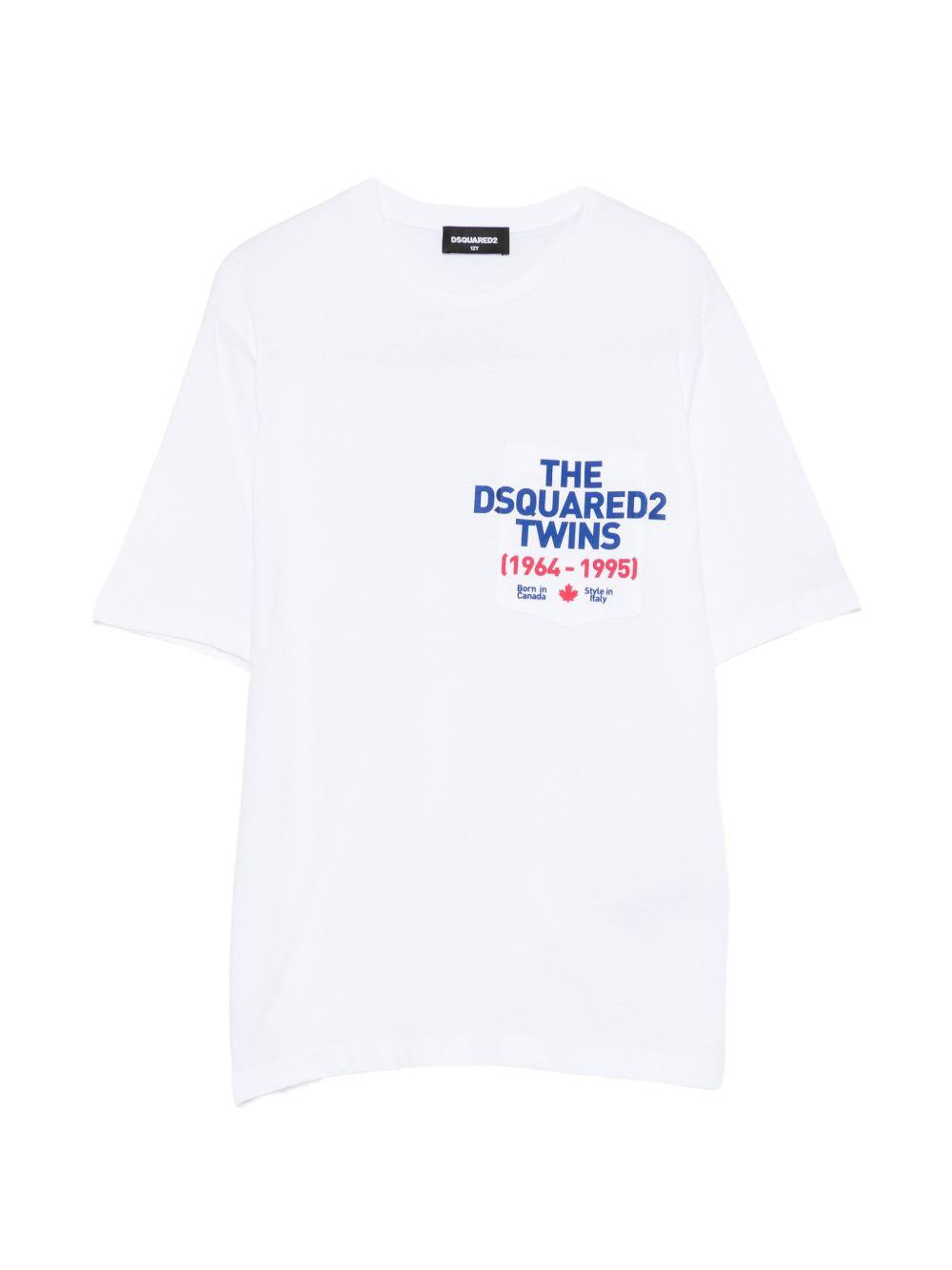 T-shirt in cotone con girocollo DQ3166D004G DQ100 DSQUARED KIDS 