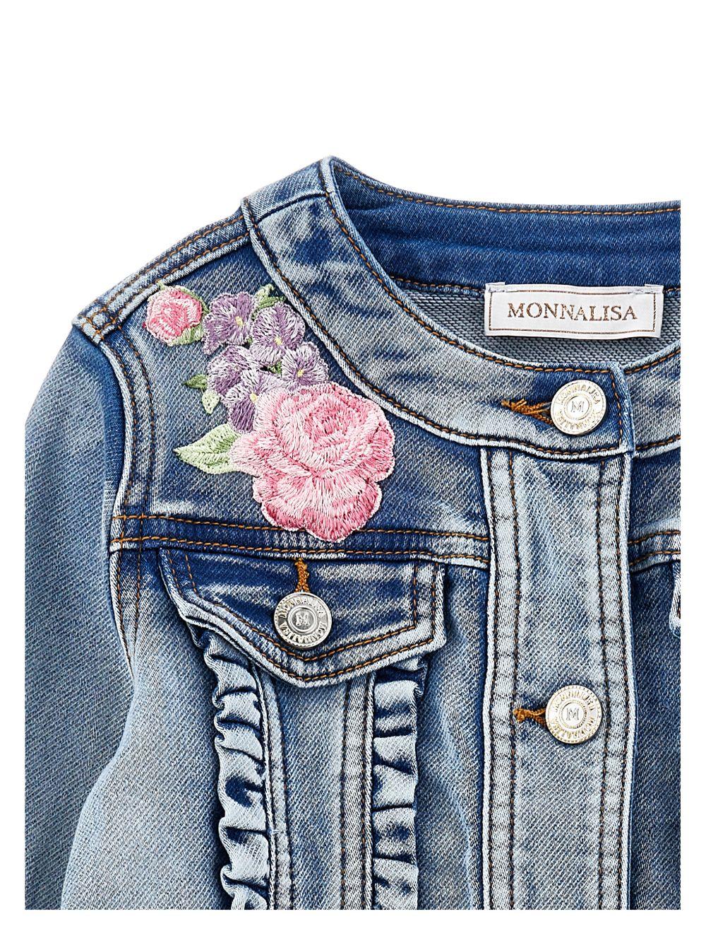Giacca in denim con ricami floreali 19G1027015 055B MONNALISA KIDS 