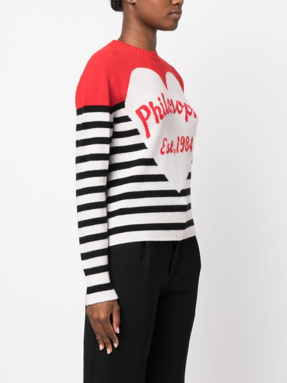 Maglione heart con righe orizzontali