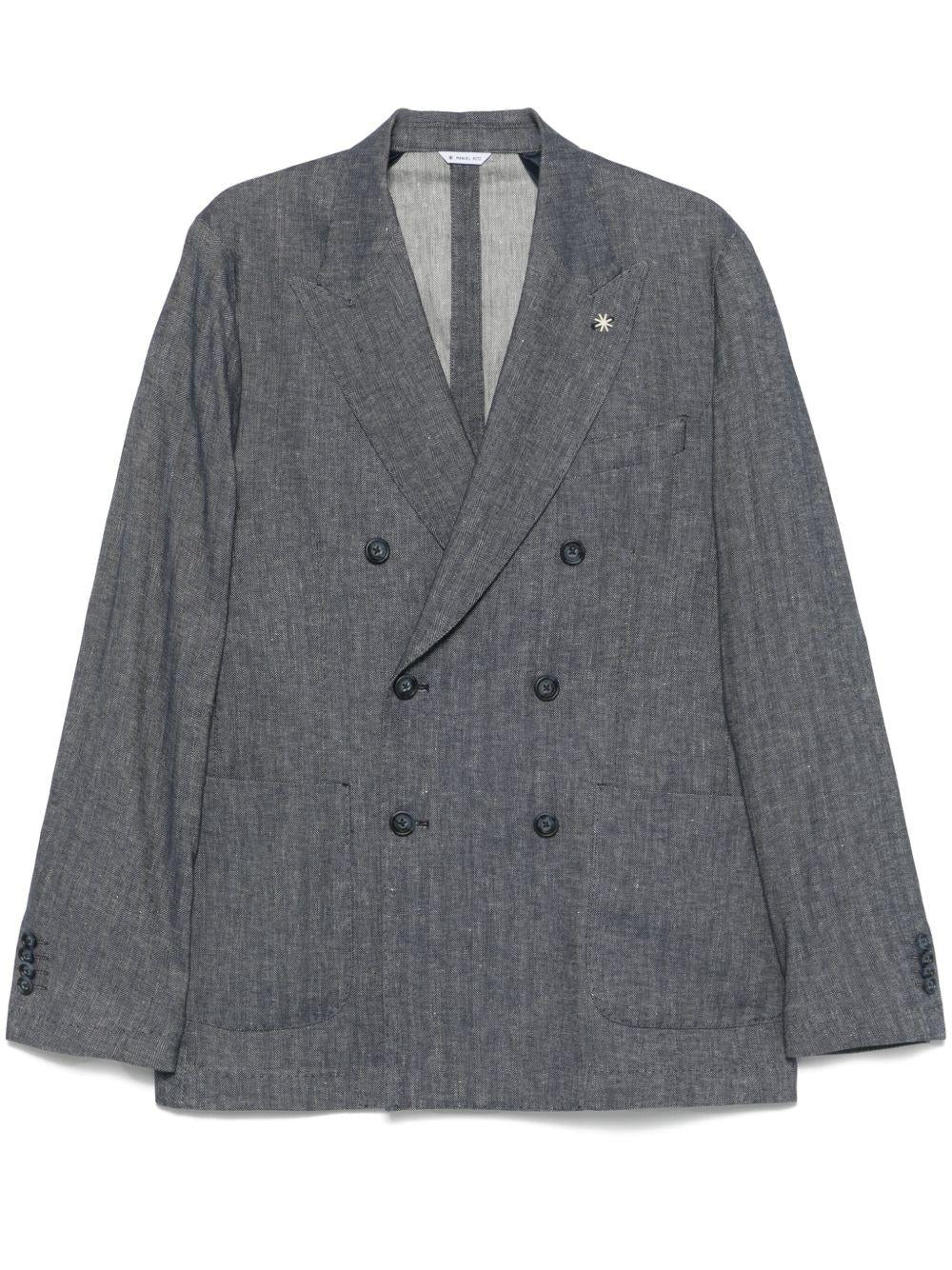 Giacca doppiopetto blu effetto denim 3832G2738253124 89 MANUEL RITZ 