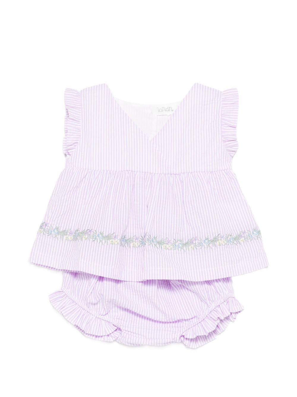 Set abito in cotone lavanda a righe E26475 LILLA NANAN KIDS 