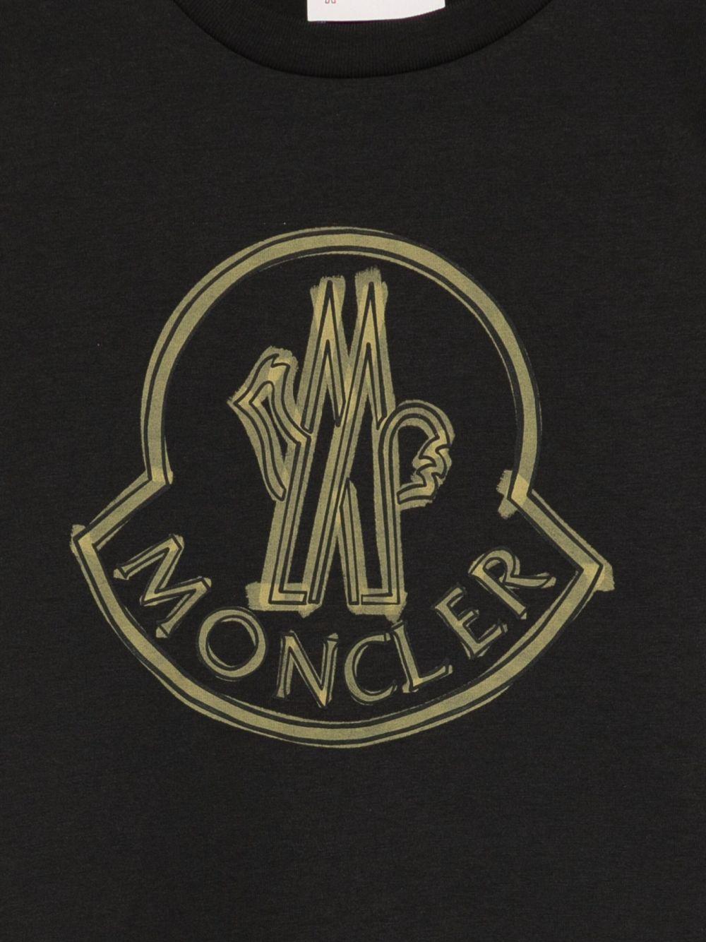 T-shirt in Cotone Nero con Logo Scarabocchio K29548C0002689AFV 999 MONCLER KIDS 