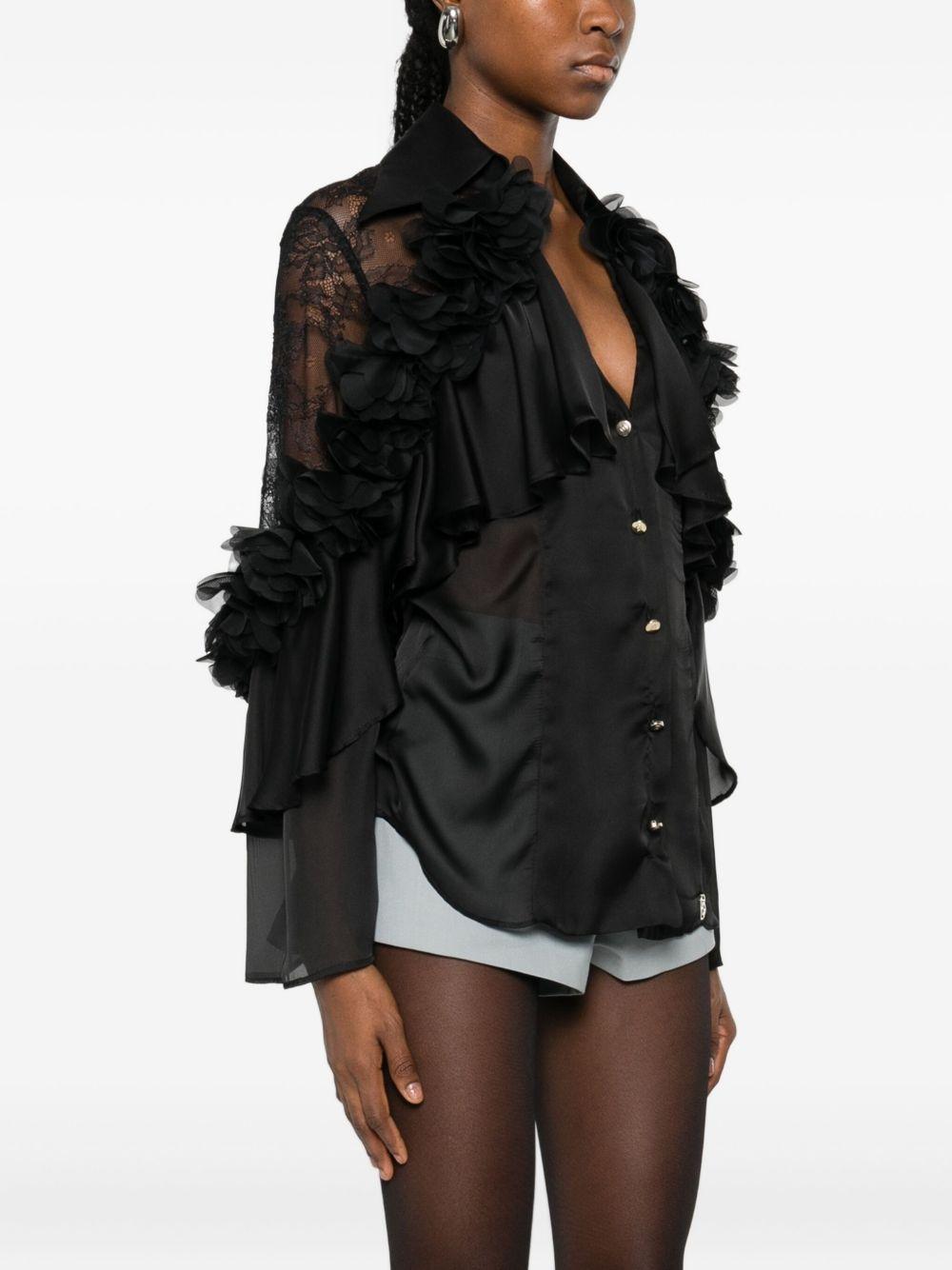 Camicia con Dettagli in Pizzo e Volant S00307 NERO BABYLON COLLECTION 