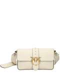White gold bag with studs and adjustable shoulder strap