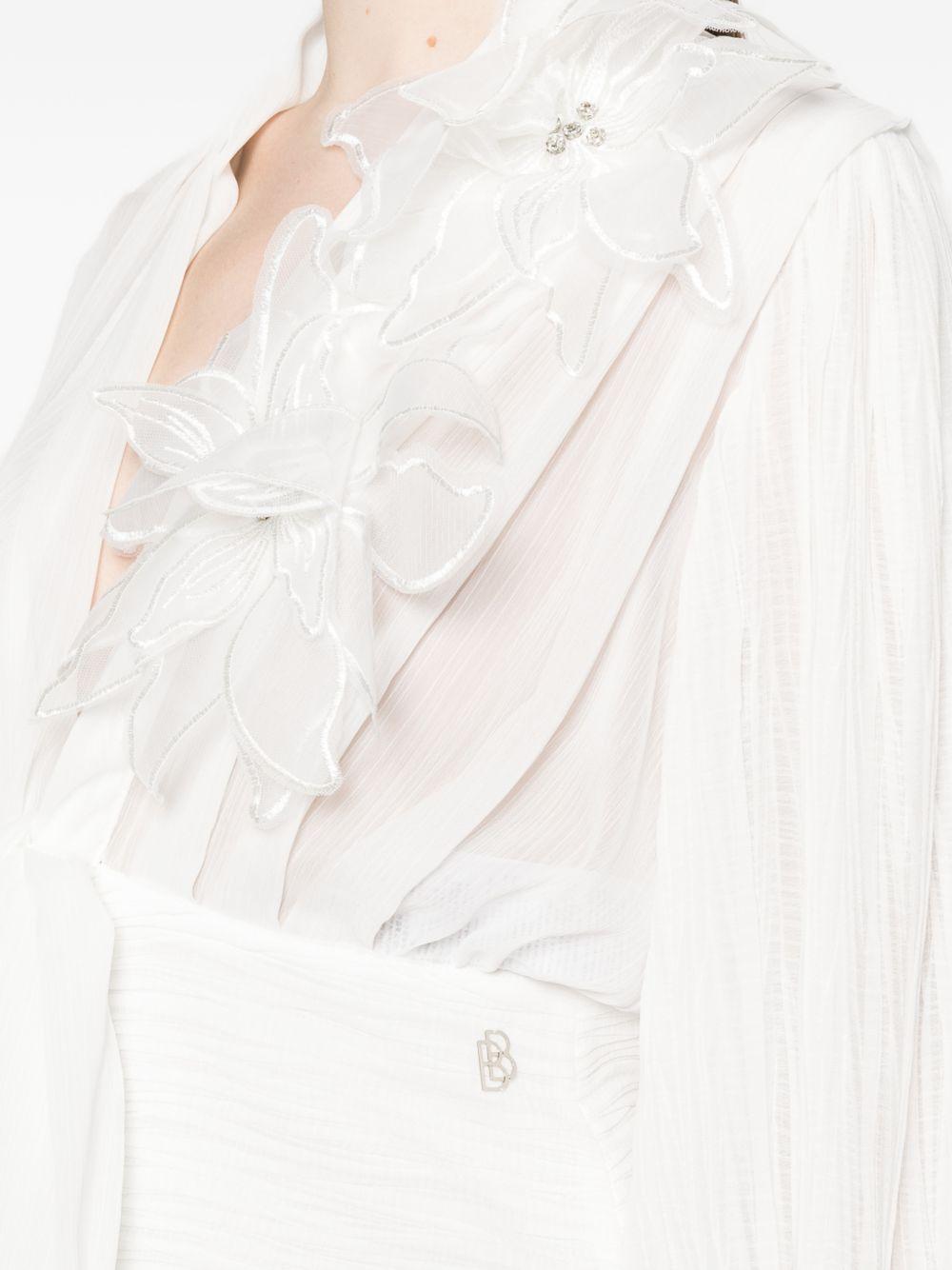 Blusa in poliammide scollo a V WS00358 BIANCO BABYLON COLLECTION 