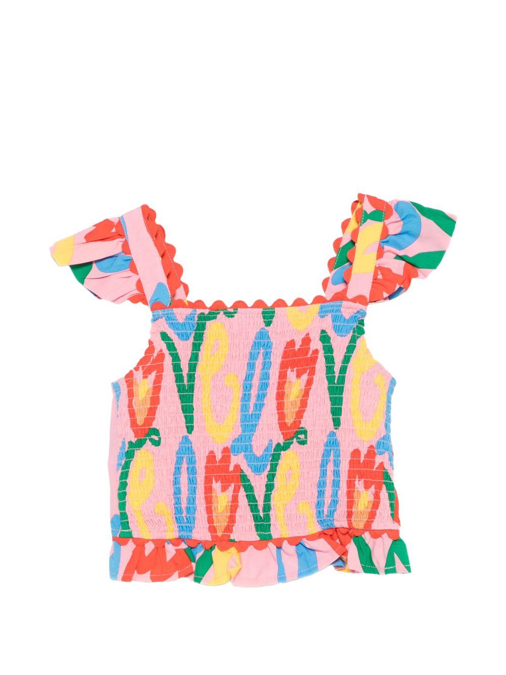 Top con volant e stampa multicolor TY5A42Z3437 509MC STELLA MCCARTNEY KIDS 