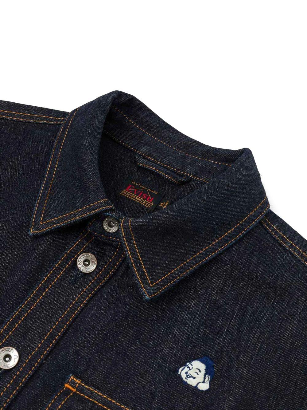Camicia con Ricamo e Taschino sul Petto 2EAHTM5SJ1044 INDIGO EVISU 