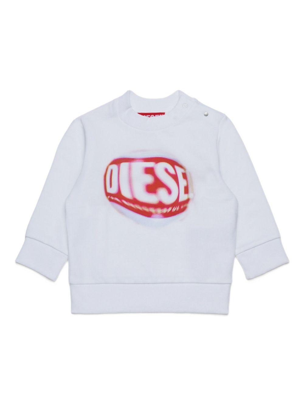 Felpa Bianca con Logo e Bottoni a Pressione K00701KYAVF K100 DIESEL KIDS 