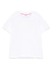 T-shirt bianca logo frontale tono su tono