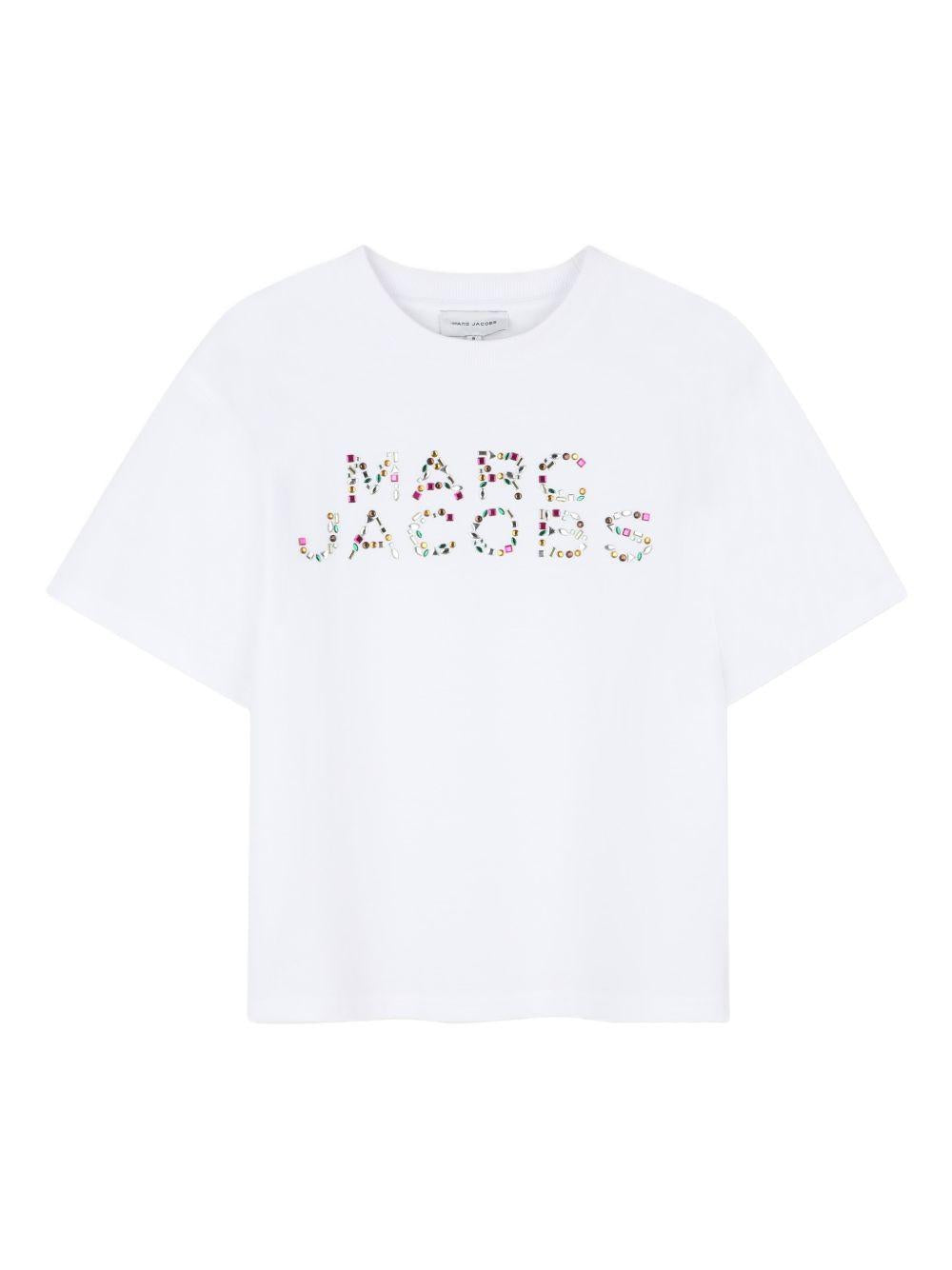 T-shirt in cotone con strass a maniche corte W60746 10P MARC JACOBS KIDS 