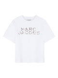 T-shirt in cotone con strass a maniche corte