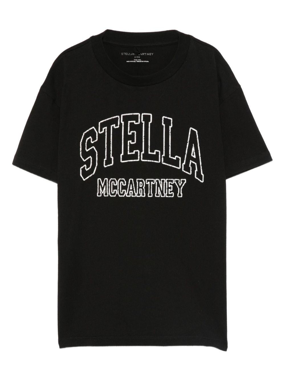 T-shirt Nera in Cotone con Logo TX8C31Z0434 961 STELLA MCCARTNEY KIDS 