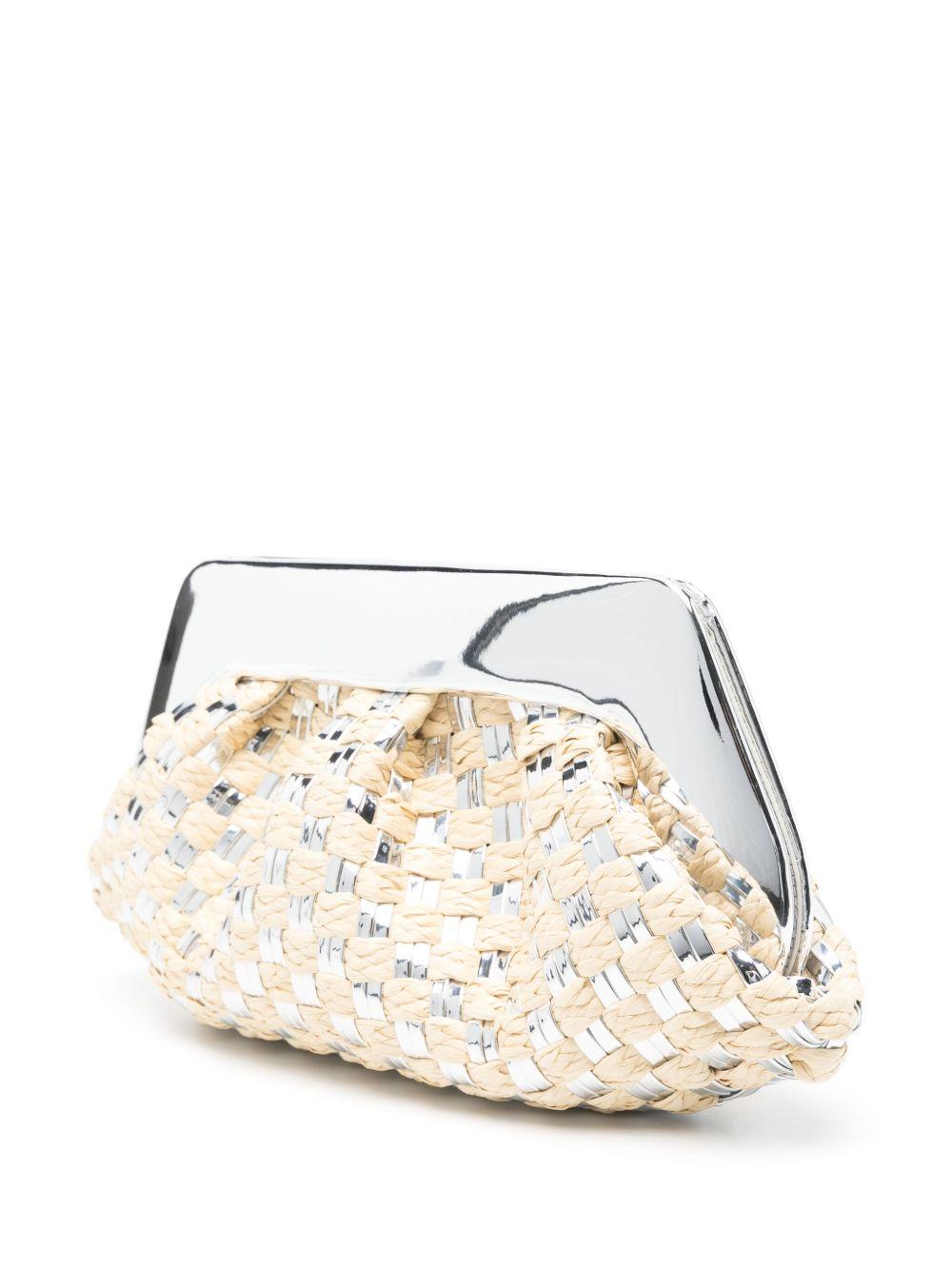 Clutch emera intrecciata in rafia e argento TMSS25EMRMWPL18 SILVER THEMOIRE' 