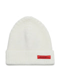 Cappello bianco in maglia targhetta logo