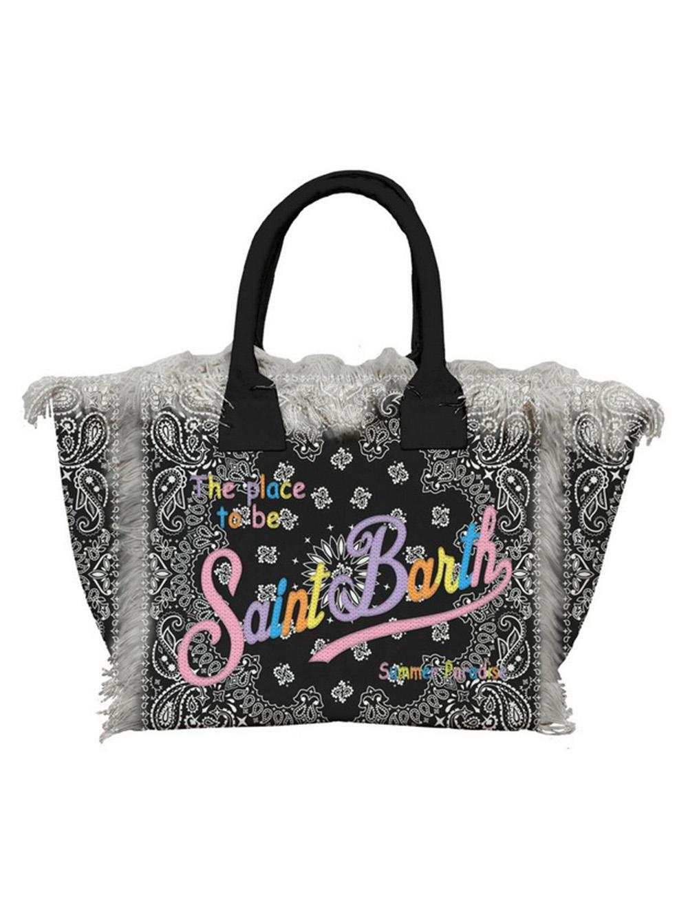 Borsa vanity nera con logo multicolor VANI001 04806H MC2 SAINT BARTH 