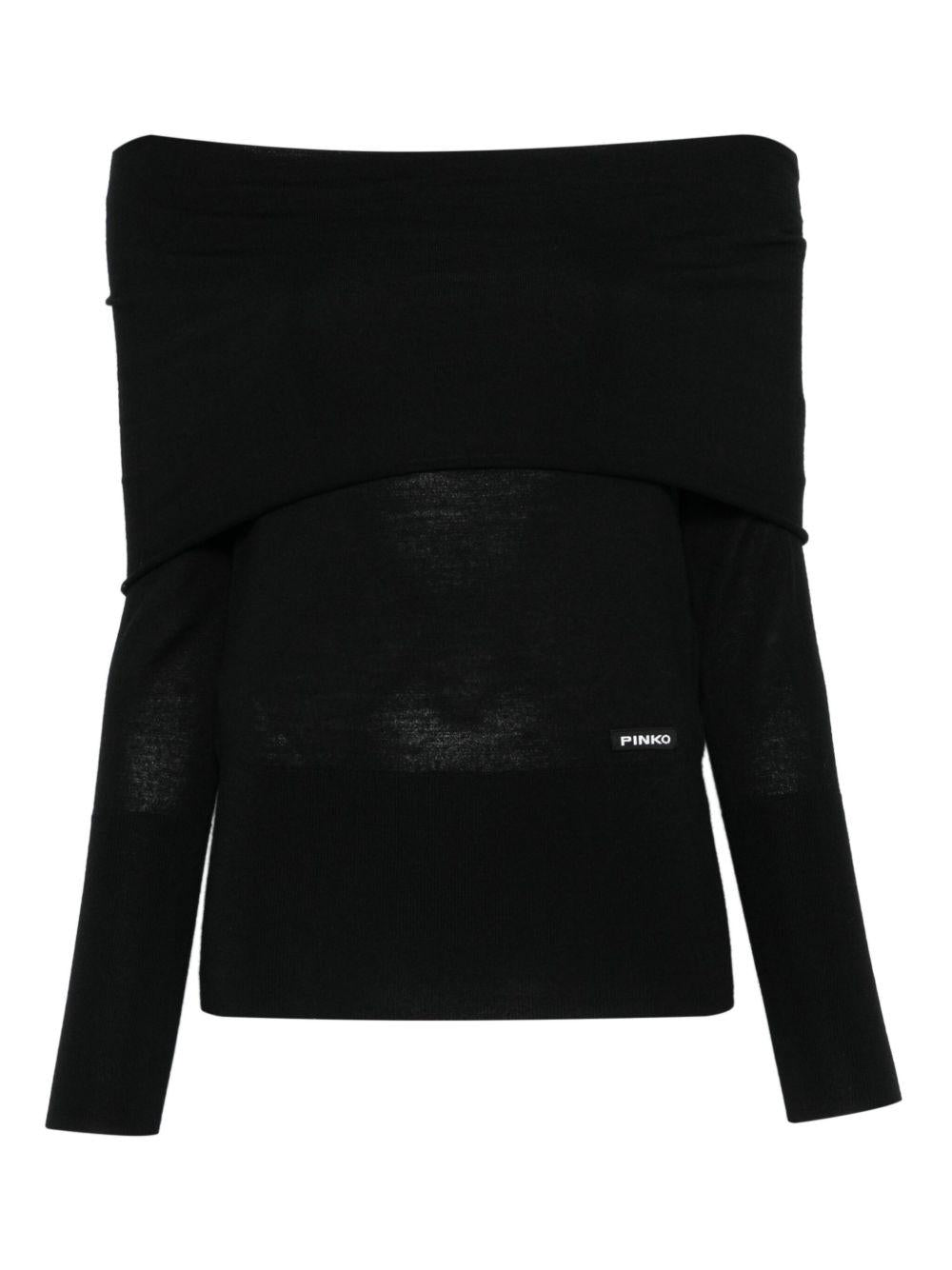 Top nero con spalle scoperte 105416A2PU Z99 PINKO 