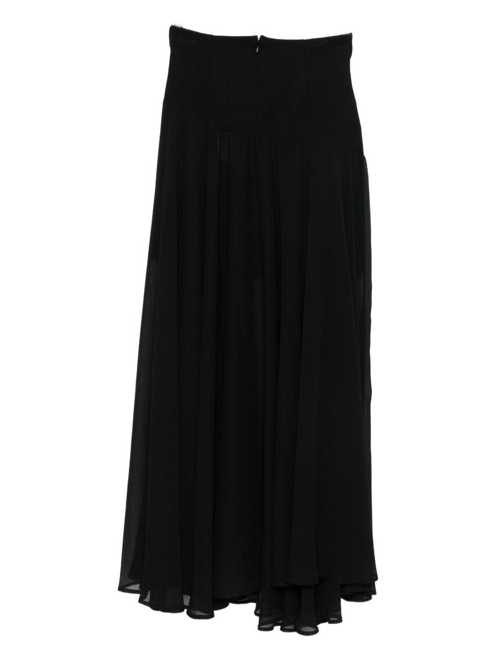 Gonna Lunga Plissettata con Fibbia Laterale S00602 NERO BABYLON COLLECTION 