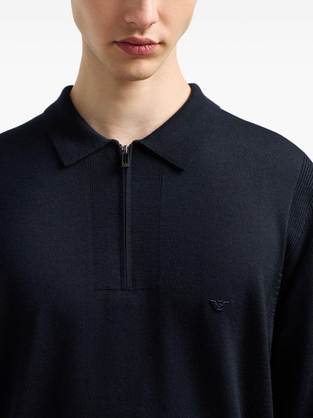 Polo blu in lana con mezza zip e maniche lunghe EM001512AF14158 UB118 EMPORIO ARMANI 