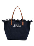 Borsa tote con frange denim