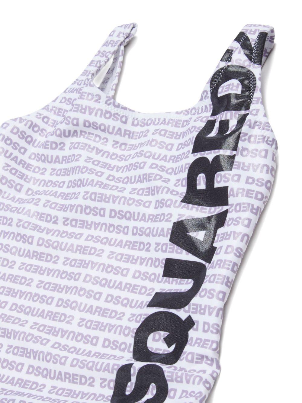 Costume intero con stampa logo scollo tondo DQ3315D0AGY DQ100 DSQUARED KIDS 