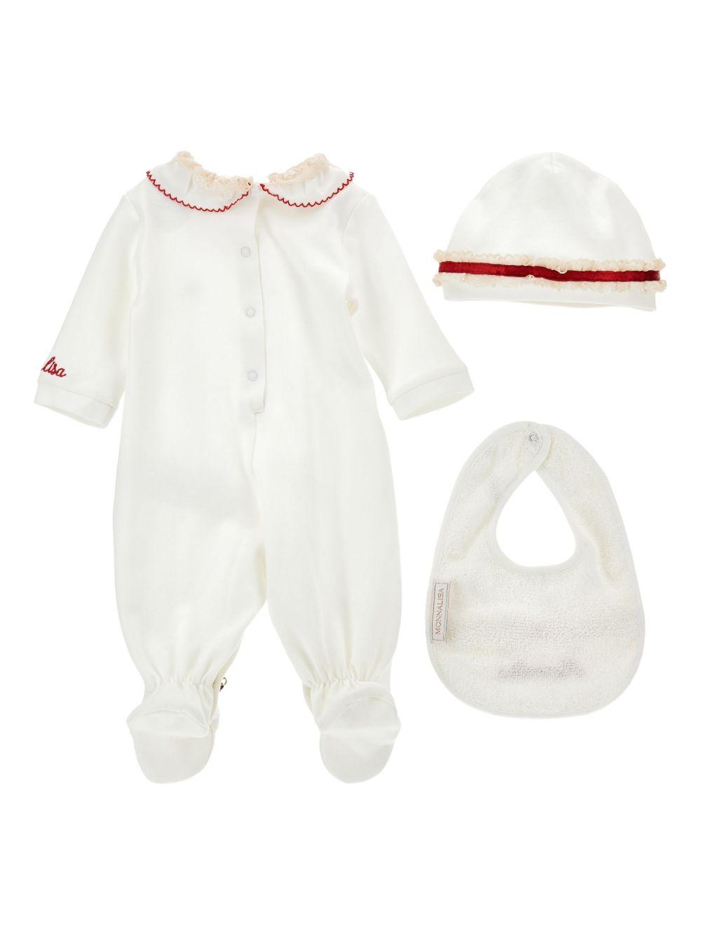 Set Neonato con Applicazione a Fiori 35F5116000 0143 MONNALISA KIDS 