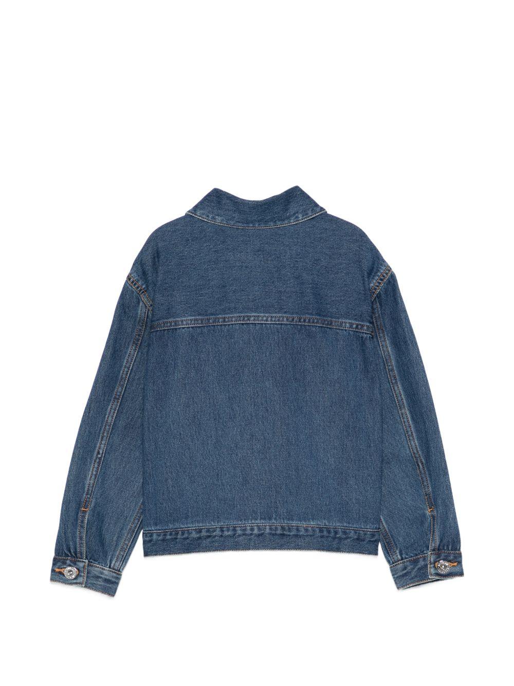 Giacca in denim con patch ricamata HUS05LL0E35 41104 MOSCHINO KIDS 