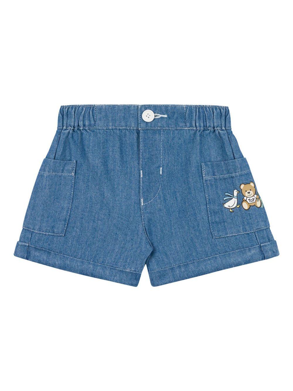 Short in denim con teddy neonata