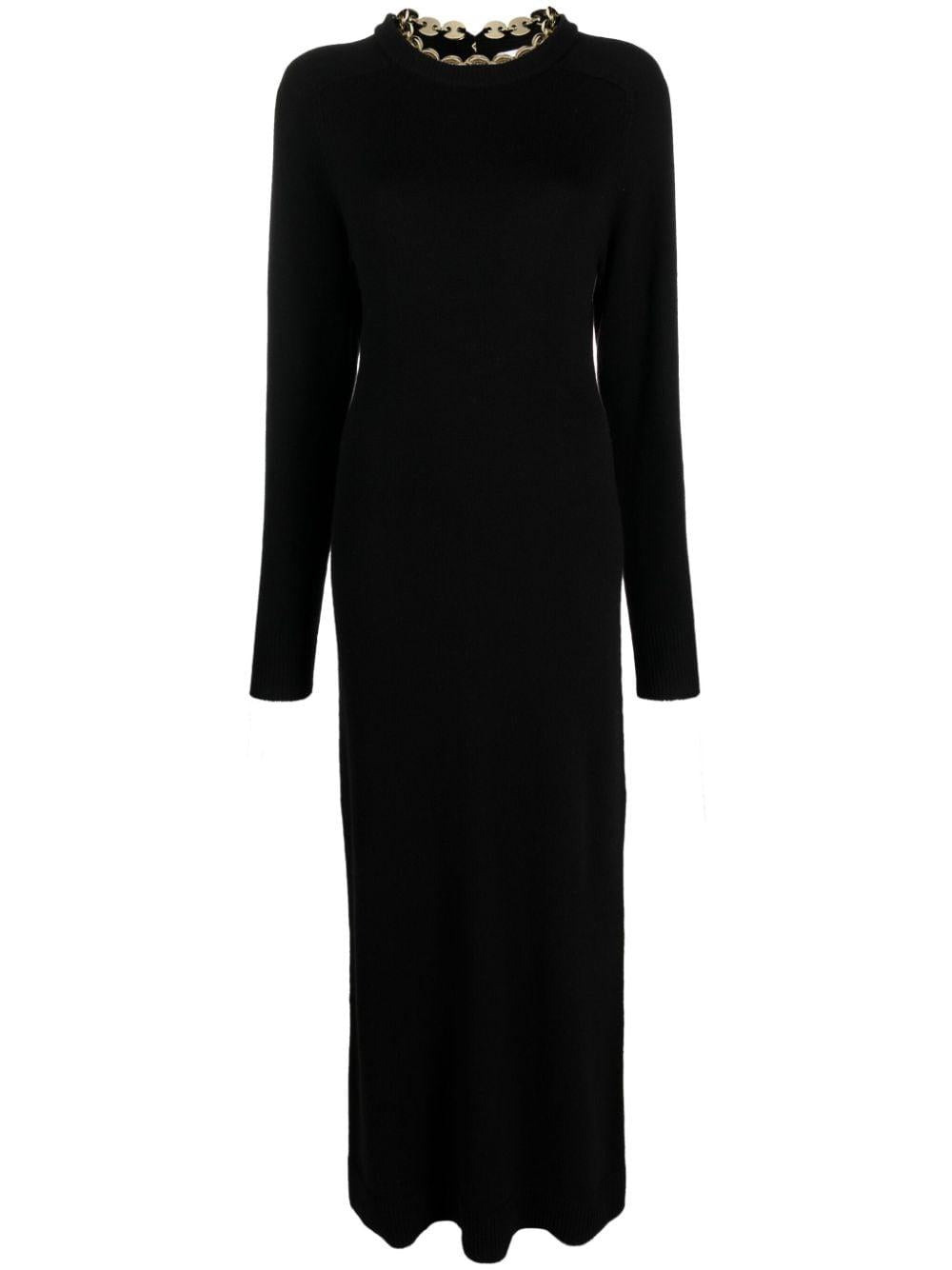Abito in maglia collo gioiello nero lana
