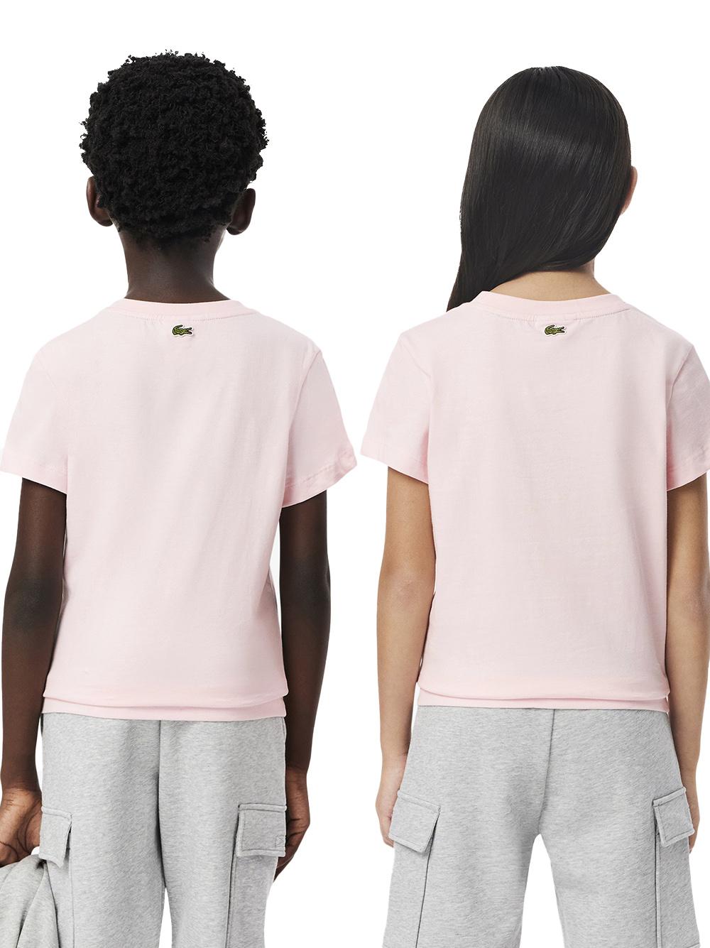 T-shirt rosa con stampa frontale logo TJ3003 T03 LACOSTE KIDS 