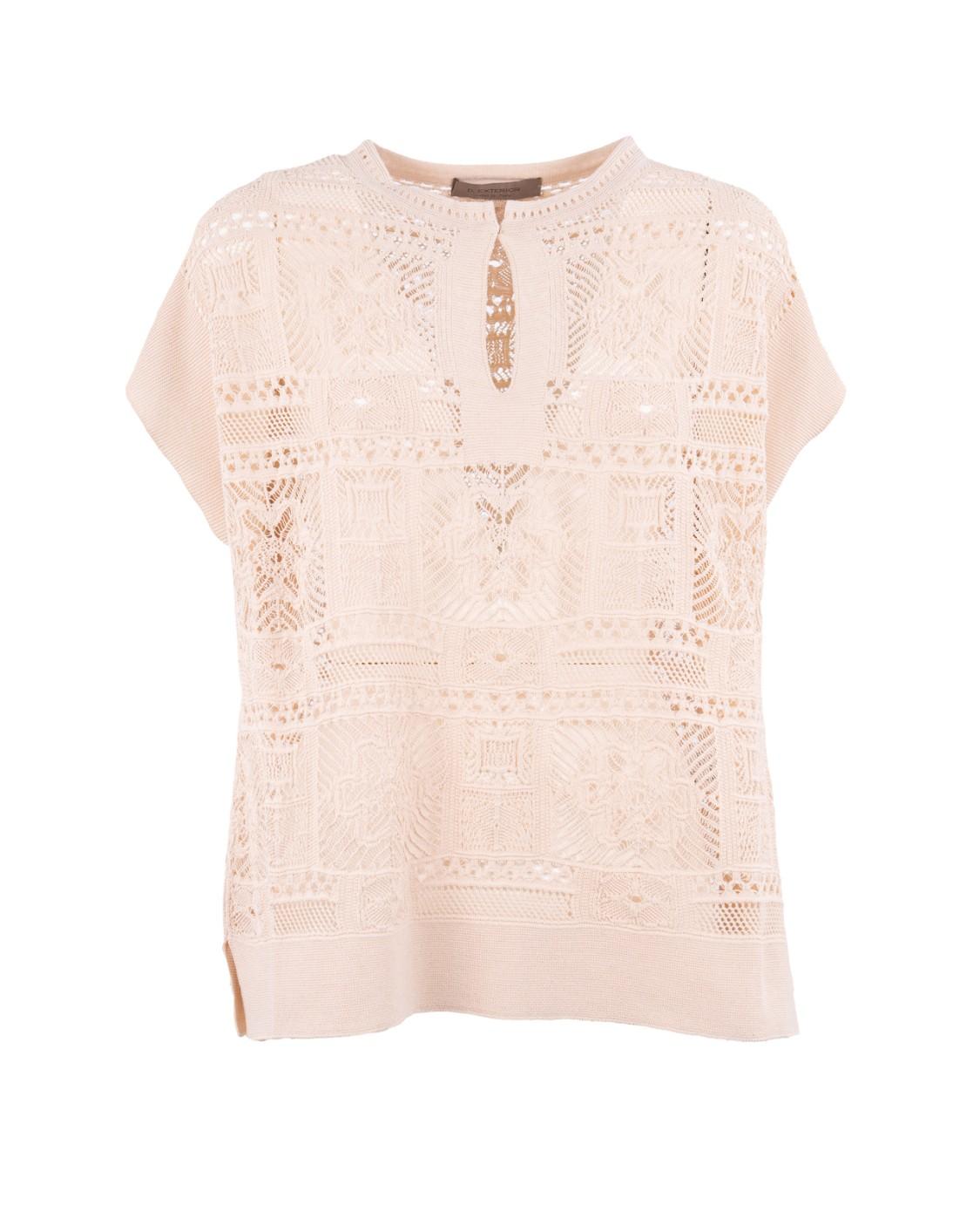 Maglia ricamata patchwork all-over marmo