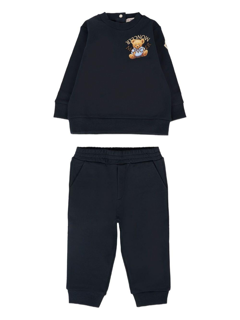 Tuta Sportiva Blu Navy in Cotone Elasticizzato K29518M0000889AM3 778 MONCLER KIDS 